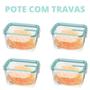Imagem de Conjunto 4 Potes Plástico Com Travas Empilháveis Marmita 537ml Sanremo Verde - Envio imediato