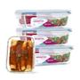 Imagem de Conjunto 4 Potes Vidro Hermético Mantimento Marmita 1040ml