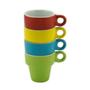 Imagem de Conjunto 4 Xicaras Café Porcelana Com Suporte Coloridas 60Ml