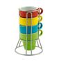 Imagem de Conjunto 4 Xicaras Café Porcelana Com Suporte Coloridas 60Ml