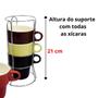 Imagem de Conjunto 4 Xícaras Coloridas 210ml Café Cerâmica Com Suporte