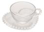 Imagem de Conjunto 4 Xicaras De Cha Linha Pearl Com Pires Coração 180ml Cristal Transparente Wolff