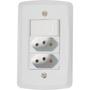 Imagem de Conjunto 4x2 com 1 Interruptor Simples 10 A 250 V e 2 Tomadas 2P+T 10 A 250 V Tramontina Lux2 Branco