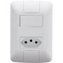 Imagem de Conjunto 4x2 com 1 Interruptor Simples 6 A 250 V e 1 Tomada 2P+T 20 A 250 V Tramontina Aria Branco