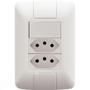 Imagem de Conjunto 4x2 Com 1 Interruptor Simples 6 A 250 V E 2 Tomadas 2p+t 20 A 250 V Aria Branco