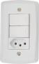 Imagem de Conjunto 4x2 com 2 Interruptores Simples 10 A 250 V e 1 Tomada 2P+T 20 A 250 V Tramontina Lux2 Branc