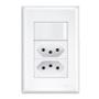 Imagem de Conjunto 4x2 Interruptor 1 Tecla Paralela + Tomada Dupla 10A Modular Evidence - Fame