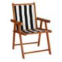 Imagem de Conjunto 5 Cadeiras Praia Dobrável em Madeira Envernizada Mel com Tecido Listrado Preto e Branco