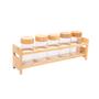 Imagem de Conjunto 5 Porta Temperos de Vidro com Tampa e Suporte Bambu