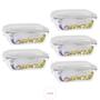 Imagem de Conjunto 5 Pote 1040ml Hermético Vidro Marmita Com 4 Travas