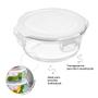 Imagem de Conjunto 5 Potes De Vidro Com Tampa Hermetica Redondo Marmita Empilhável Transparente Alimentos  