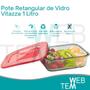 Imagem de Conjunto 5 Potes de Vidro Vitazza 1L para Marmita Sustentáveis, Retangulares e Perfeitos para Armazenamento de Alimentos no Microondas e Freezer