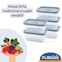 Imagem de Conjunto 5 Potes Pop 380 Ml Retangular Alimentos Plasutil