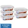 Conjunto 5 Potes Vidro Hermético Mantimentos Marmita 370ml - PRATICASA Imagem de Conjunto 5 Potes Vidro Hermético Mantimentos Marmita 370ml