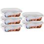 Conjunto 5 Potes Vidro Hermético Mantimentos Marmita 370ml - PRATICASA Imagem de Conjunto 5 Potes Vidro Hermético Mantimentos Marmita 370ml