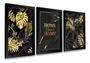 Imagem de Conjunto 5 Quadros Decorativos Home Floral Black Gold Sala Hall Ys"