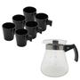 Imagem de Conjunto 6 Canecas Black + Jarra Vidro Borossilicato 600ml