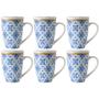 Imagem de Conjunto 6 Canecas de Porcelana para Chá 310ml com Tampa e Filtro Inox Lisboa Lyor Azul