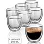 Imagem de Conjunto 6 Copos Duplo de Vidro Parede Dupla 250 ml Café Expresso Cerveja Chopp Chá Kit Com 6 Peças