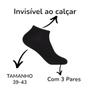 Imagem de Conjunto 6 Pares Meias Poliéster e Algodão Invisível Baixa Cano Curto Branco 33-38 Preto 39-43