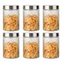 Imagem de Conjunto 6 Potes Vidro Rattan Tampa Inox 1200ml Class Home