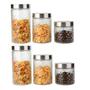 Imagem de Conjunto 6 Potes Vidro Rattan Tampa Inox 800/1200/1700ml