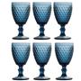Imagem de Conjunto 6 tacas para agua de vidro sodo-calcico bico de abacaxi azul 260ml - Lyor