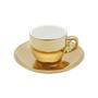 Imagem de Conjunto 6 xícaras 90 ml para café de porcelana branco/dourado com pires e suporte Versa  Wolff - 35524