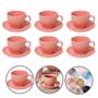 Imagem de Conjunto 6 Xícaras Café Chá Com Pires 85ml Cerâmica Premium