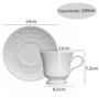 Imagem de Conjunto 6 Xícaras de Café com Pires 190ml Porcelana em Relevo Tassel Germer Branco