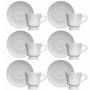Imagem de Conjunto 6 Xícaras de Café com Pires 190ml Porcelana em Relevo Tassel Germer Branco