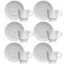 Imagem de Conjunto 6 Xícaras de Café com Pires 80ml Porcelana em Relevo Tassel Germer Branco