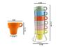 Imagem de Conjunto 6 Xícaras p/ Chá e Café 50ML Empilhável Colorida Com Suporte em Metal Torre de Canecas