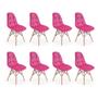 Imagem de Conjunto 8 Cadeiras Eiffel Botonê Estofada Veludo Base Madeira - Rosa