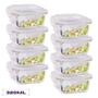Imagem de Conjunto 8 Potes Quadrado Mantimentos Vidro 320 ml