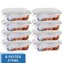 Imagem de Conjunto 8 Potes Vidro Hermético Click Glass marmita 370ml