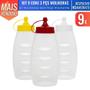 Imagem de Conjunto 9 Molheiras 200 ml Porta Molho Bisnaga Maionese Katchup Mostarda