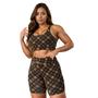 Imagem de Conjunto Academia Feminino Fitnnes Short e Top Cropped Com Alças 