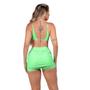 Imagem de Conjunto Academia Top Alças Elásticas Shorts Saia Neon Poliamida Cintilante Leve Compressão UV50+