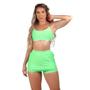 Imagem de Conjunto Academia Top Alças Elásticas Shorts Saia Neon Poliamida Cintilante Leve Compressão UV50+
