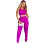Imagem de Conjunto Alfaiataria Feminino Cropped de Amarrar nas Costas e Calça Reta com Bolsos Laterais
