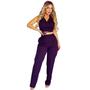 Imagem de Conjunto Alfaiataria Feminino Cropped de Amarrar nas Costas e Calça Reta com Bolsos Laterais