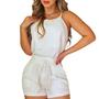 Imagem de Conjunto Alfaiataria Feminino Short Blusa Com Faixa Casual BRANCO