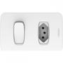 Imagem de Conjunto Alumbra Gracia 4X2 Branco Com Placa 1 Simples + 1Tomada 85329