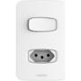 Imagem de Conjunto Alumbra Gracia 4X2 Branco Com Placa 1 Simples + 1Tomada 85329