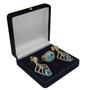 Imagem de Conjunto Anel e Brincos Cristais Turmalina Azul Neon Banho Ouro 18k 3483 3494