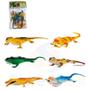 Imagem de Conjunto Animais Lagarto Repteis Iguana 6 Pçs Emborrachados - Brinquedo Banho Piscina Praia Toy King