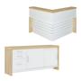 Imagem de Conjunto Balcão Atendimento e Balcão com Gavetas Cor Carvalho com Branco