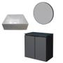 Imagem de Conjunto Banheiro Aço Umbu 60 Preto Com Cuba Prisma e Espelho Luna Cozimax