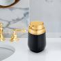 Imagem de Conjunto Banheiro Lavabo 2 Peças Lixeira Com Tampa E Porta Sabonete Líquido Preto Dourado Fosco